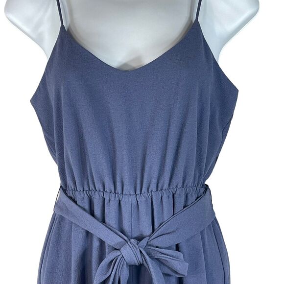 Bar III XX-Small Jumpsuit Spaghetti Strap V-Neck Elastic Waist Wide-Leg Blue New - Picture 2 of 7